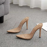 Pointed Toe Peep Toe Transparent Slippers