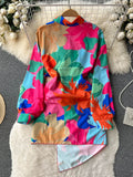 Women's Shirt Dress Multi-color Print Blouse