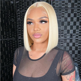 Blonde Straight Short Bob Brazilian Human Hair Wigs