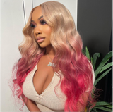 Malaysian Bodywave Ombre Pink 613 100% Human Hair Lace Frontal Wig